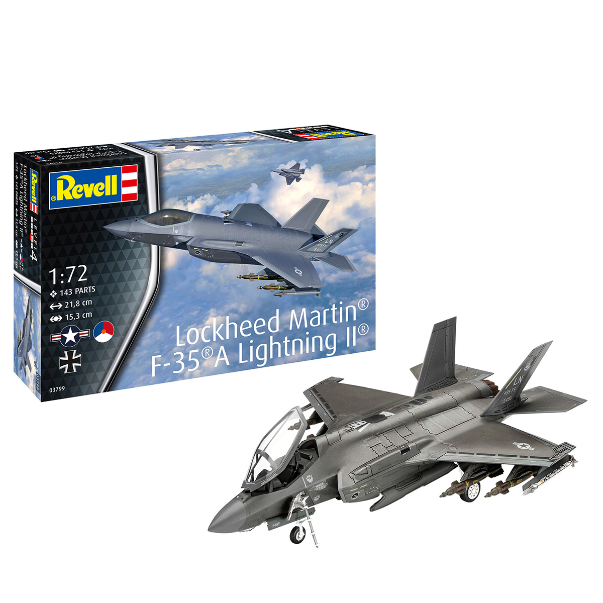 revell-us-air-force-lockheed-martin-f-35a-lightning-II-03799 Revell Modellbausatz 1:72 Lockheed Martin F-35A Lightning II 03799 – Bild 1