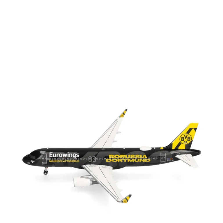 Herpa Flugzeugmodell Eurowings Airbus A320, D-AEWM, "BVB Mannschaftsairbus" (2025) 573764 Metall