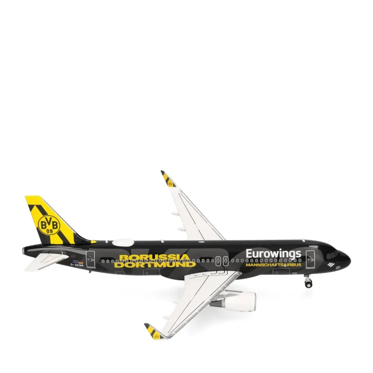Herpa Flugzeugmodell Eurowings Airbus A320, D-AEWM, "BVB Mannschaftsairbus" (2025) 573764 Metall