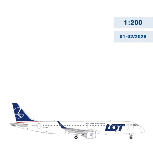 Herpa 573825 LOT Polish Airlines Embraer E 195 sp-lnq