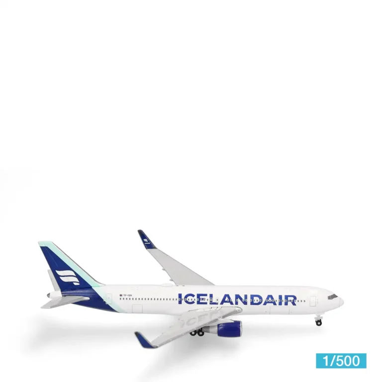 Herpa Wings 539241 Icelandair Boeing 767-300 TF-ISN Boreal Blue Tail Stripe Modellflugzeug