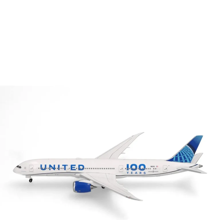 Herpa Boeing 787-9 United Airlines Dreamliner 100 Years N61101 Flugzeugmodell 1:500 539050