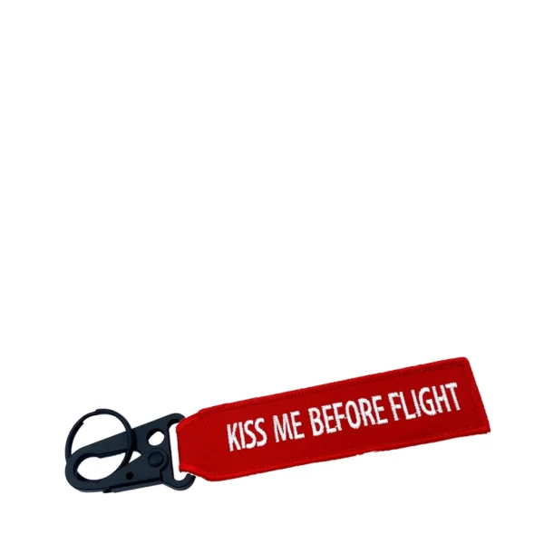 Keyring Kiss me before Flight Schlüsselanhänger Polyester Metall schwarz rot