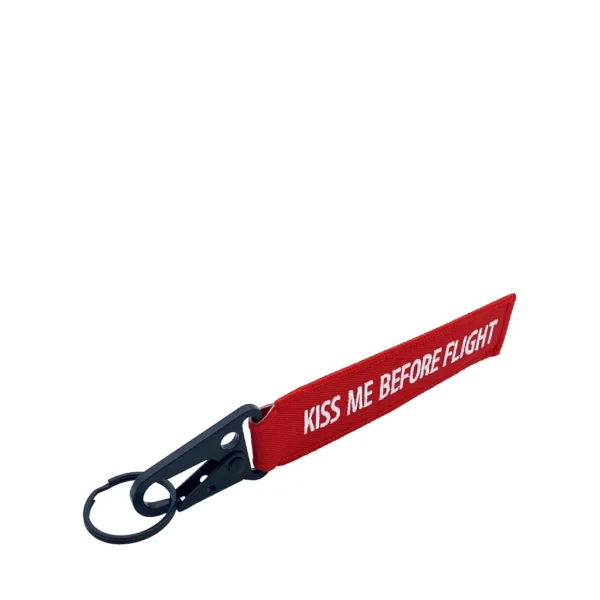 Keyring Kiss me before Flight Schlüsselanhänger Polyester Metall schwarz rot
