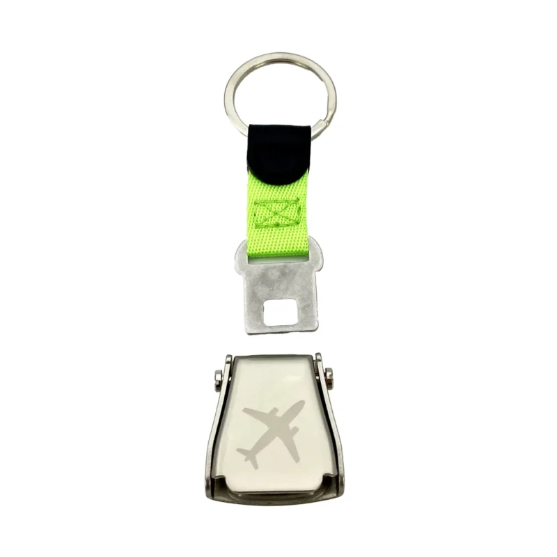Schlüsselanhänger Flugzeug Flaschenöffner grün Anschnaller