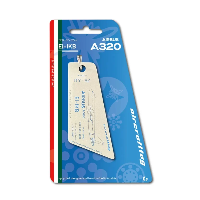 Aircrafttag ITA A320 EI-IKB Silber blaue Gravierung