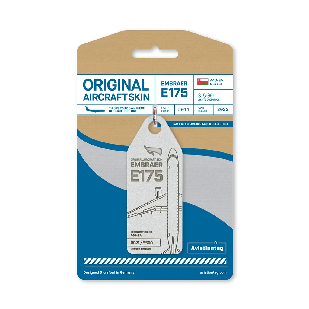 Aviationtag Oman Air Embraer E175 A40-EA Silber