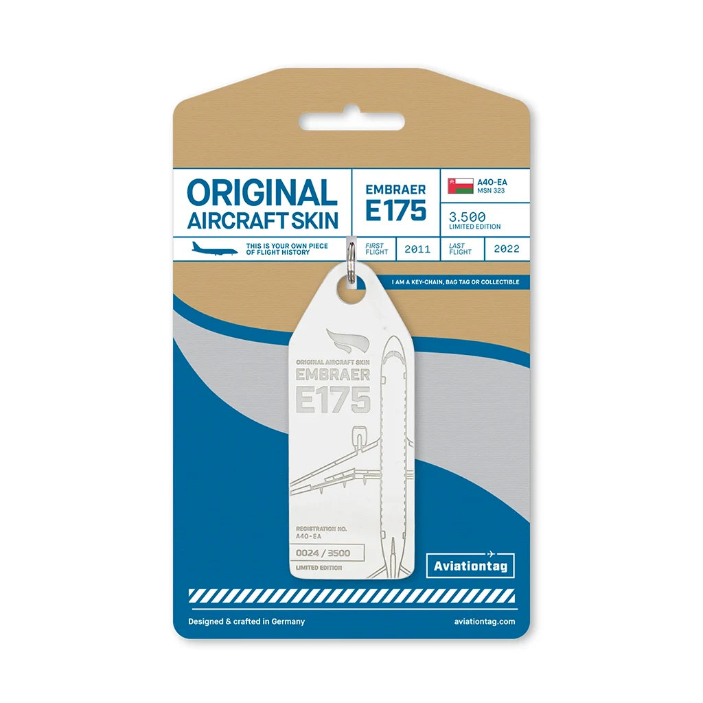 Aviationtag Oman Air Embraer E175 A40-EA Weiß White