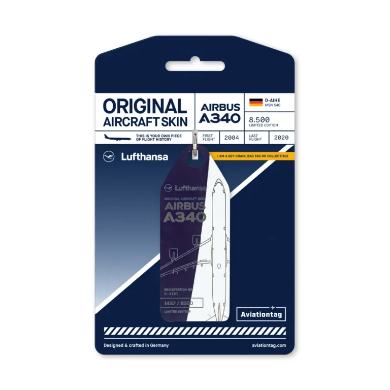 Aviationtag Lufthansa A340 D-AIHE Blau weiß Bicolor