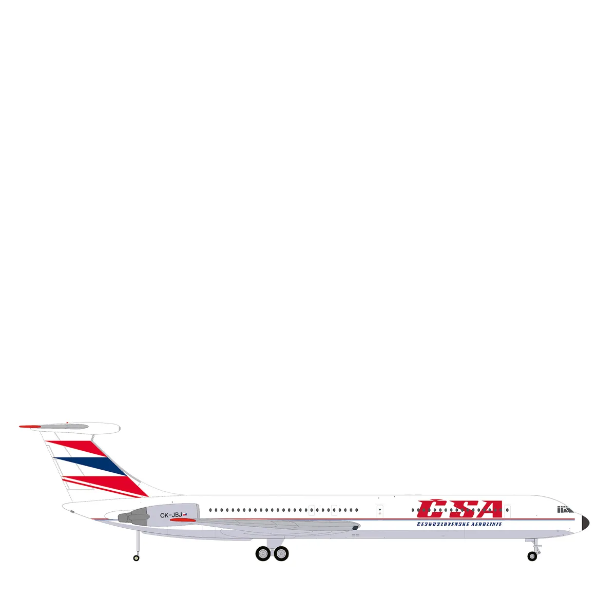 herpa-csa-czechoslovak-airlines-ilyushin-ok--jbj-flugzeugmodell-1-200-574174 Herpa Wings 1:200 CSA Czechoslovak Airlines Ilyushin IL-62M – OK-JBJ 574174 Vorbestellung – Bild 1