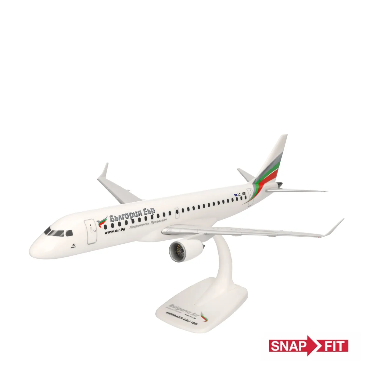 herpa-wings-bulgaria-embraer-e190-lz-sof-flugzeugmodell-kunststoff-snapfit-609258-001 Herpa Wings Snapfit 1:100 Bulgaria Air Embraer E190 – LZ-SOF 609258-001 Vorbestellung – Bild 1