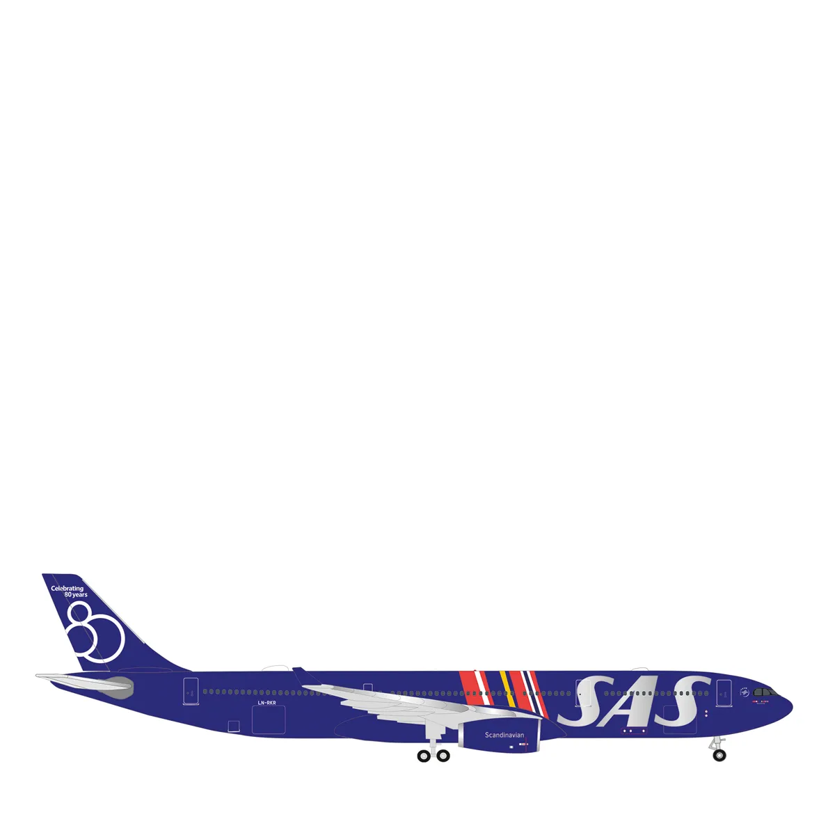 herpa-wings-modell-sas-a339-ln-rkr-539623-1-500 Herpa Wings 1:500 SAS Scandinavian Airlines Airbus A330-300 - 80 Years – LN-RKR “Tore Viking” 539623 Vorbestellung – Bild 1