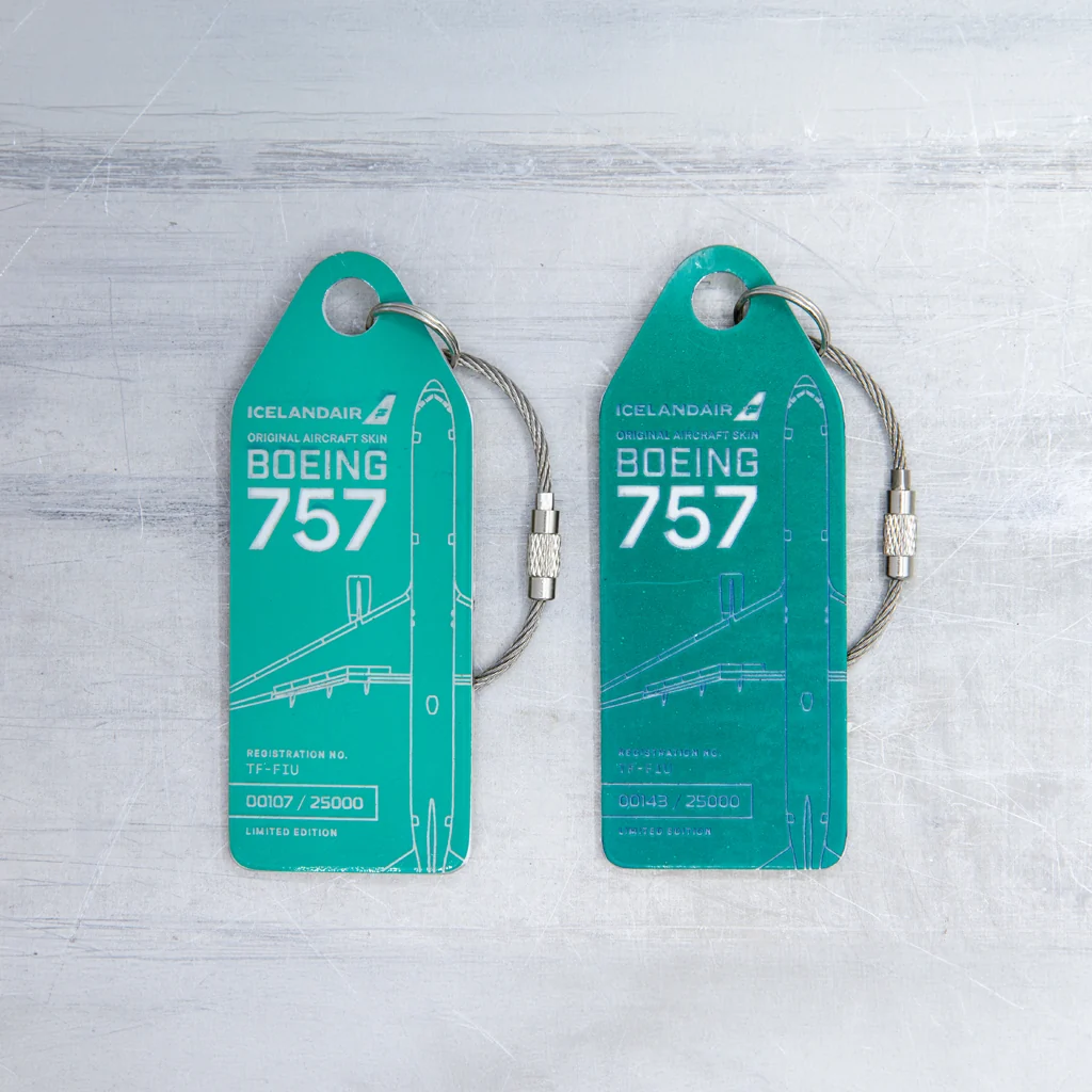 Aviationtag Icelandair Boeing 757 Hekla Aurora TF-FIU dunkelgrün