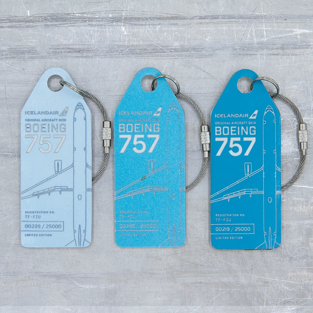 Aviationtag Icelandair Boeing 757 Hekla Aurora TF-FIU hellblau