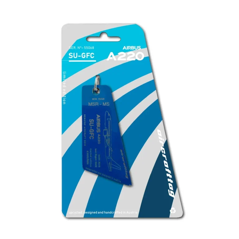 AIRCRAFTTAG Airbus A220 Egyptair SU-GFC Mittelmeerblau
