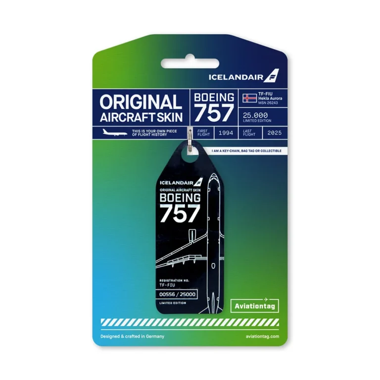 Aviationtag Icelandair Boeing 757 Hekla Aurora schwarz